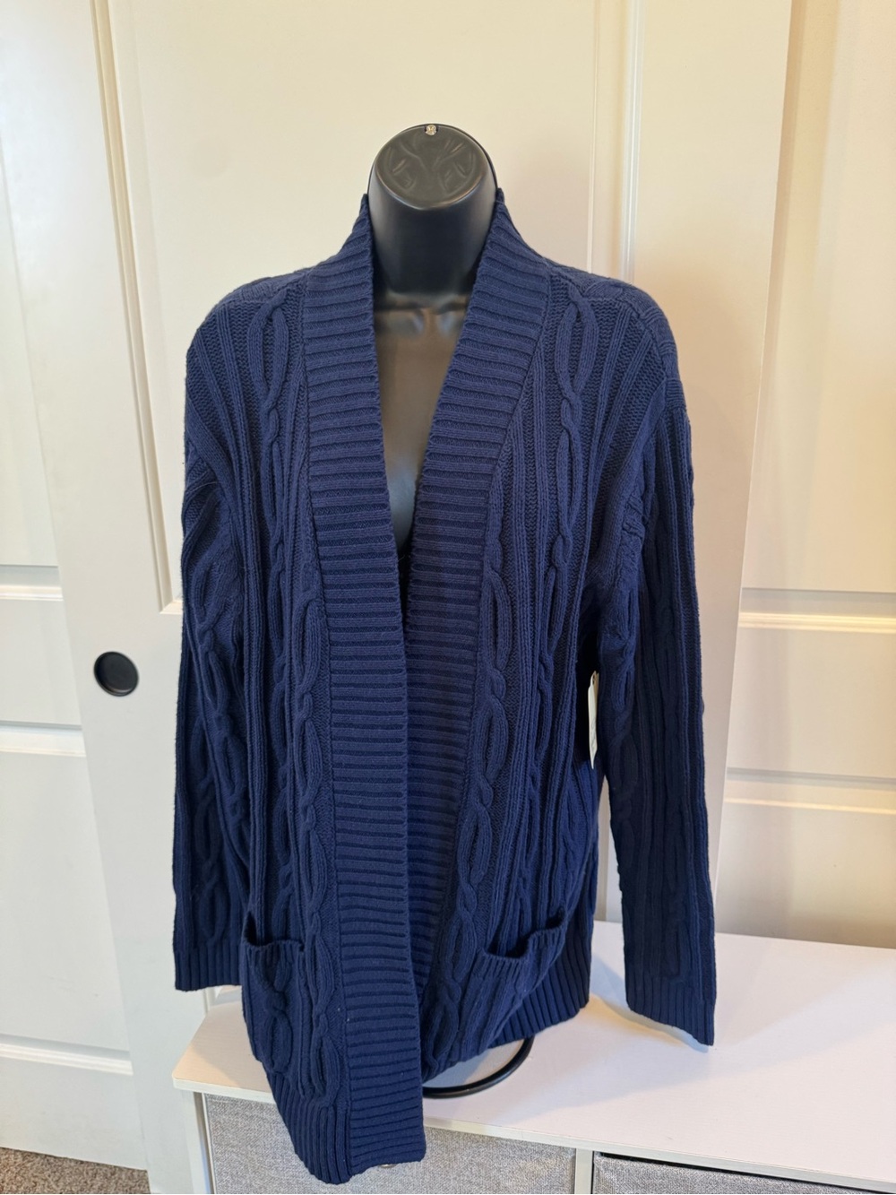 St. John's Bay Navy Cable-Knit Open Cardigan
